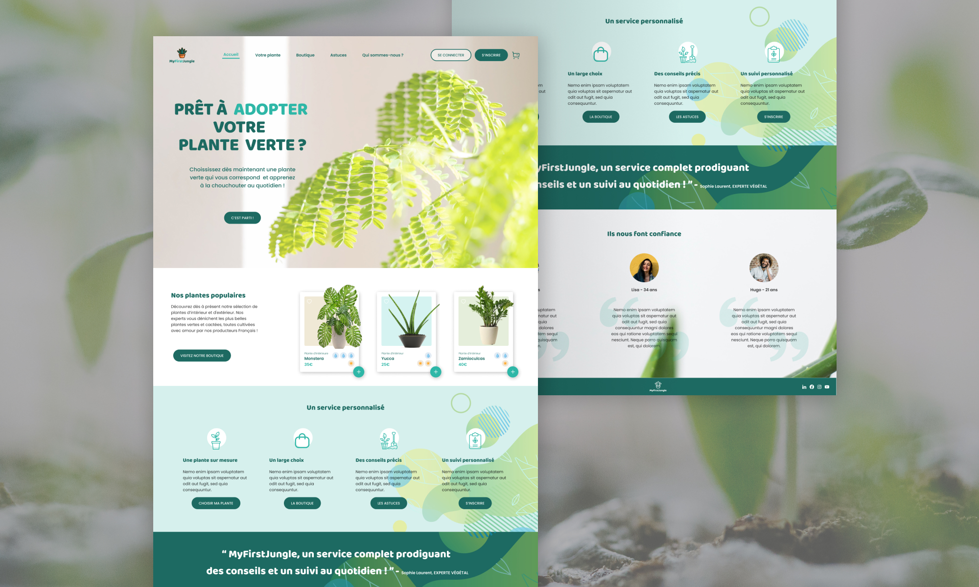 web UI design ecran plante myfirstjungle