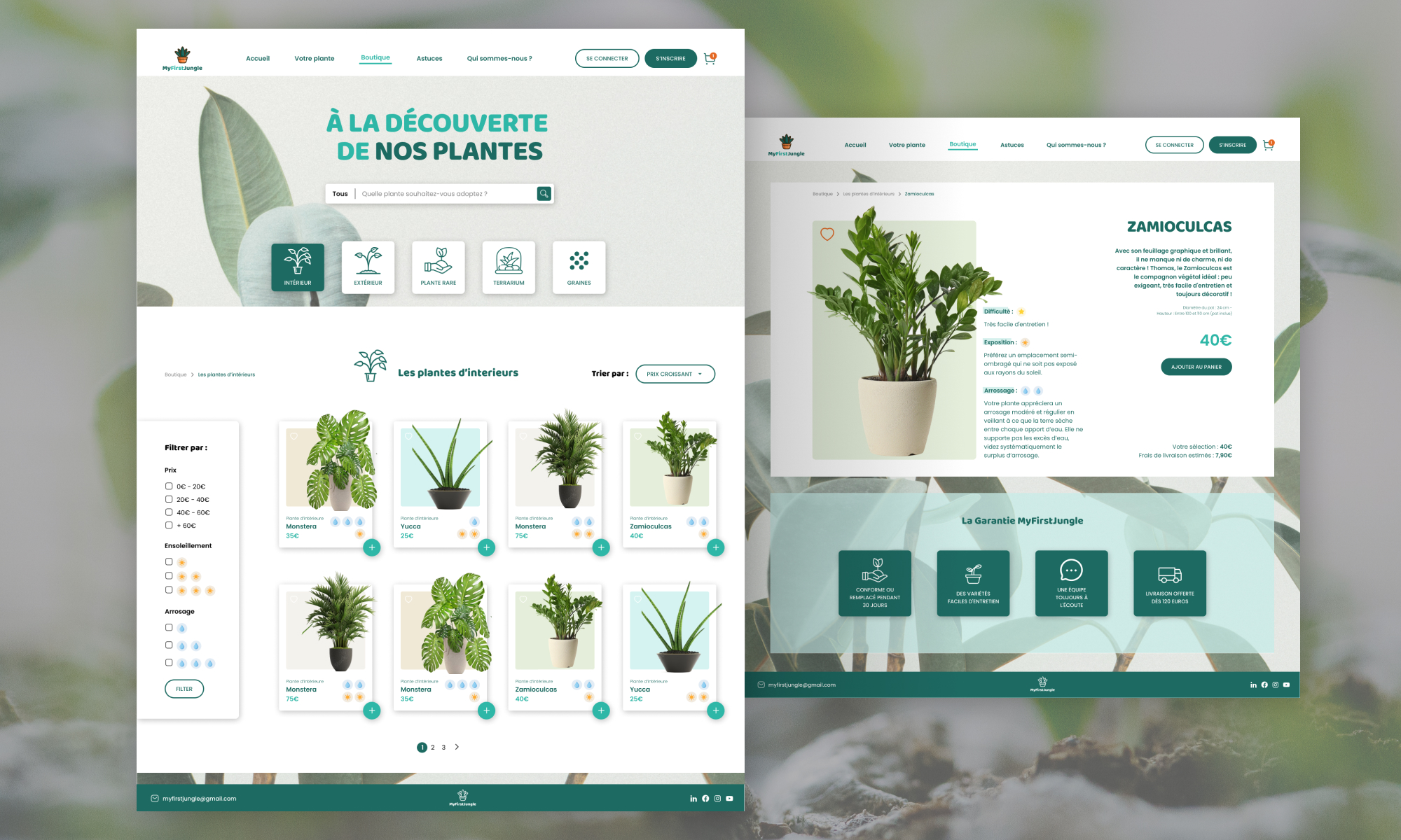 web UI design ecran plante myfirstjungle